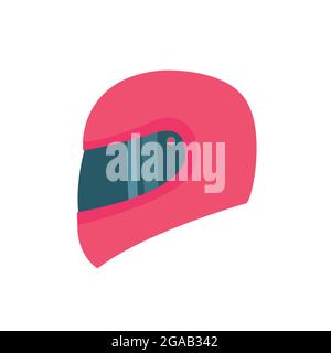 Pink motorcycle helmet with strips on a white Stock Vector