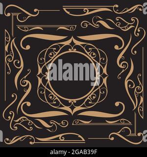 Art Nouveau ornament set. a set of luxury Art Nouveau ornaments Stock Vector