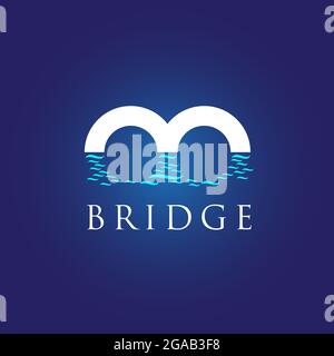 letter B Bridge symbol vector concept with a reflection effect Stock Vector
