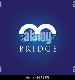 letter B Bridge symbol vector concept with a reflection effect Stock Vector