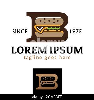 funny B letter based Burger symbol vector illustration version 2 can be used as nusiness logo, tshirt print, or any other purpose Stock Vector