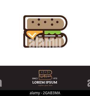 B letter based Burger symbol vector illustration outline style can be used for business logo, tshirt print or any other purpose Stock Vector