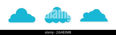 Cloud Icons Set in trendy flat style isolated on blue background. Cloud symbol for your web site Stock Vector