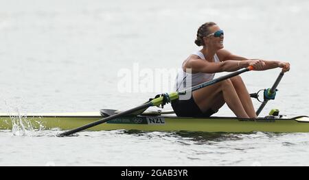 Tokyo, Japan. 30th July, 2021. Emma Twigg of New Zealand competes during the women's single sculls final of rowing at the Tokyo 2020 Olympic Games in Tokyo, Japan, July 30, 2021. Credit: Du Xiaoyi/Xinhua/Alamy Live News Stock Photo