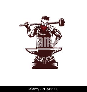 Blacksmith vector illustration vintage style Stock Vector