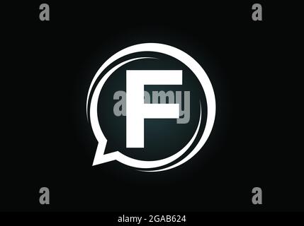 Initial F monogram letter alphabet with a bubble chat icon. Talking, chatting logo concept. Modern logo design for a consultancy business, and company Stock Vector