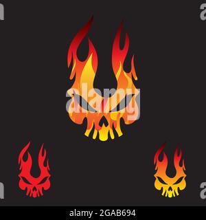 Flame Skull logo. vector can be used for entertainment  and media purposes such as youtube or twitch channel, for product or fashion brand, and any ot Stock Vector