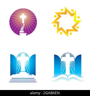 set of Christianity eligion symbols Stock Vector