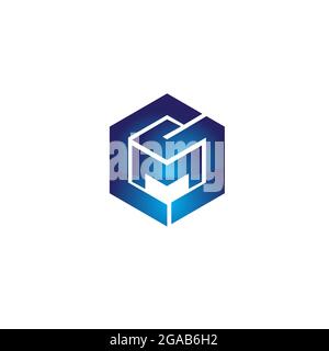 CMS letter based symbol version 2 vector template for commercial use. these 3 letters become one graphic symbol in curve shape.  glossy effect in sepa Stock Vector