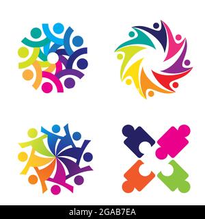 Community colorful theme icon set clip art design Stock Vector