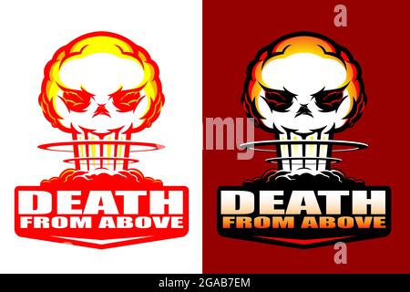 Death from Above Insignia style vector illustration the deadly atomic blast in skull shape Stock Vector