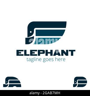 E letter based Elephant shape symbol vector simple and modern look Stock Vector