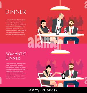 Dinner flat illustration vector advertisement Stock Vector