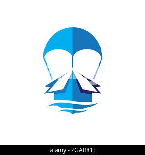 Dropship symbol concept with the combination of parachute and box Stock Vector