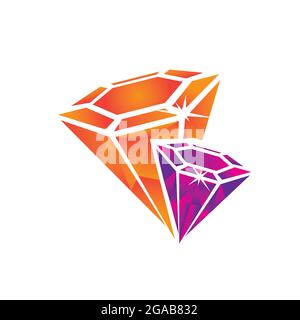 2 diamonds vector illustration for design element or symbol Stock Vector