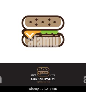 Burger symbol vector illustration outline style can be used as logo, tshirt print, or any other purpose Stock Vector