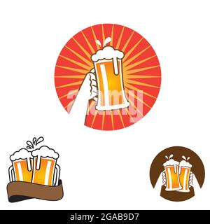 Cheers beer graphic element set vector illustration for t-shirt logo, etc. Stock Vector