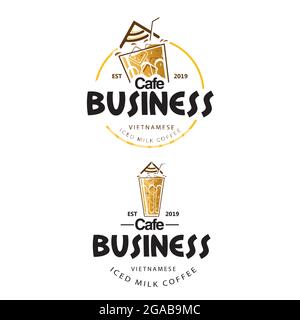 Iced Coffee Milk cafe logo. vector, text layers are separated for easy editing. Stock Vector