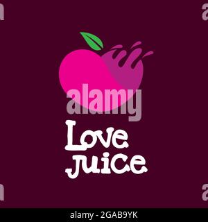 Love Juice. fruit logo icon, vector for dietary and healthy lifestyle logo or icon  Juicy and love concept Stock Vector
