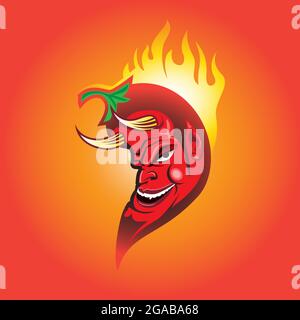 Red Devil Chilli, mexican chilli vector illustration Stock Vector