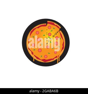 pizza vector illustration from top angle Stock Vector