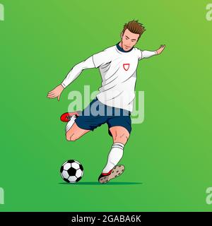 football player version 2 vector illustration kicking the ball.  editable layer and color Stock Vector