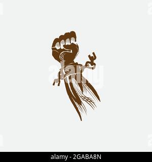freedom symbol, a picture of arm and broken chain in vintage style vector Stock Vector