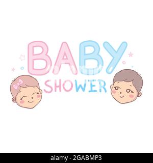 Lettering design of an invitation to a baby shower. Vector, illustration Stock Vector