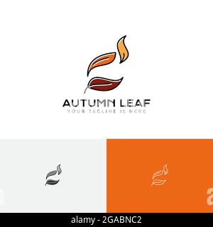 Fallen Leaves Autumn Fall Season Nature Business Logo Stock Vector