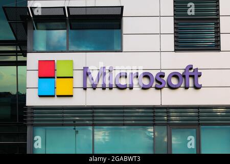 The Microsoft office building in Warsaw, Poland on July 29, 2021. Stock Photo