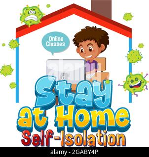Font design for work from home with three kids doing homework ...
