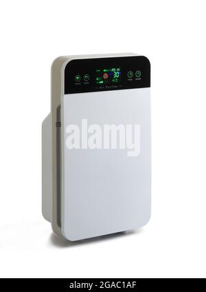 Air purifier with touch panel display isolated on white background Stock Photo