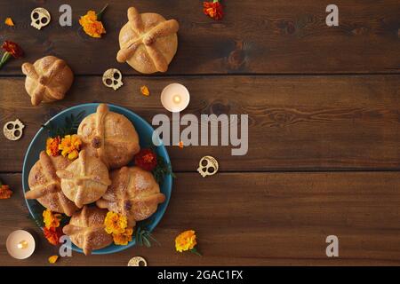 Day of the dead, Dia De Los Muertos Background With bread of death  Stock Photo