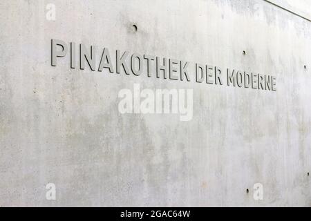 Munich, Germany - August 27, 2011: The Pinakothek der Moderne is a modern art museum, situated in central Munich's Kunstareal. Stock Photo