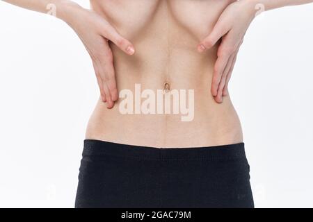 female flat belly anorexia diet health problems Stock Photo