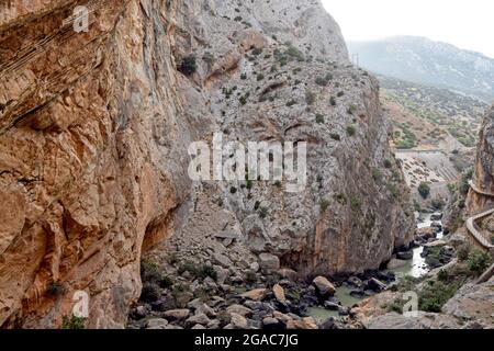 Great gorge of the Caminito del Rey in the Sierra de Ardales, Malaga, Andalusia, Spain Stock Photo