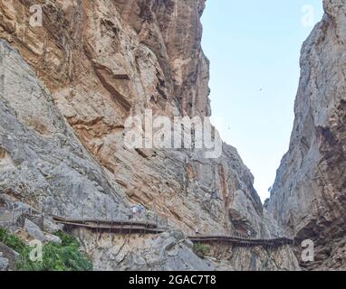 Great and dangerous gorge of the Caminito del Rey in the Sierra de Ardales, Malaga, Andalusia, Spain Stock Photo