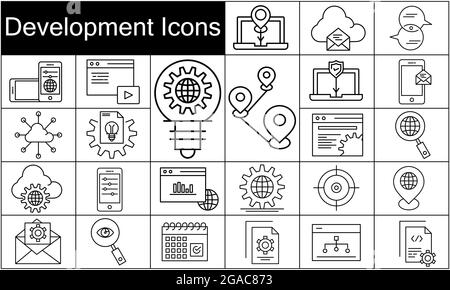 Development line icon set vector image Stock Vector