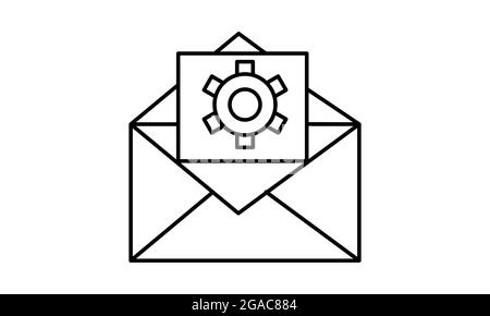 Email settings vector line icon isolated on white background. Email settings line icon for infographic, website or app. Stock Vector