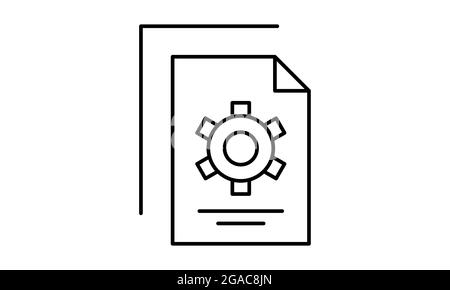 Black line File document icon isolated on white background. Adjusting, service, setting, maintenance, repair, fixing. Stock Vector