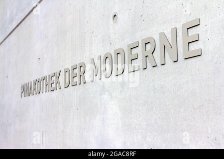 Munich, Germany - August 27, 2011: The Pinakothek der Moderne is a modern art museum, situated in central Munich's Kunstareal. Stock Photo