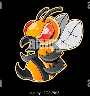 Insect wasp icon. Vector design. Black wasp vector illustration on background. Stock Vector