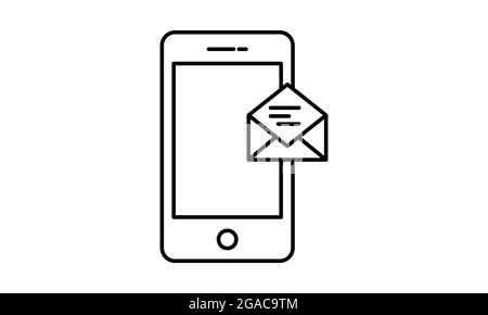 Sending message line and glyph icon. Smartphone and envelope vector illustration isolated on white. Receive message outline style design, Stock Vector