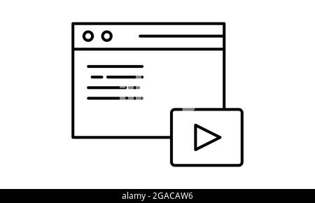 web page video player vector line icon. Elements for mobile concept and web apps. Thin line icons for website design and development, app development. Stock Vector