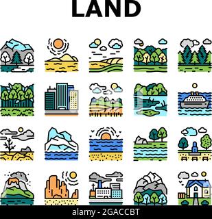 Land Scape Nature Collection Icons Set Vector Stock Vector Image & Art ...