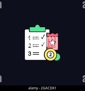 Lottery session program RGB color icon for dark theme Stock Vector