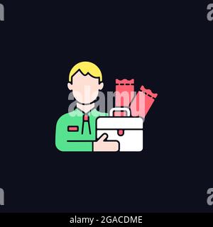Lottery agent RGB color icon for dark theme Stock Vector
