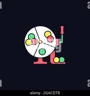 Ball draw machine RGB color icon for dark theme Stock Vector