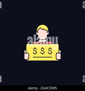 Claim lotto prize RGB color icon for dark theme Stock Vector