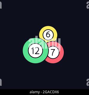 Lottery balls RGB color icon for dark theme Stock Vector
